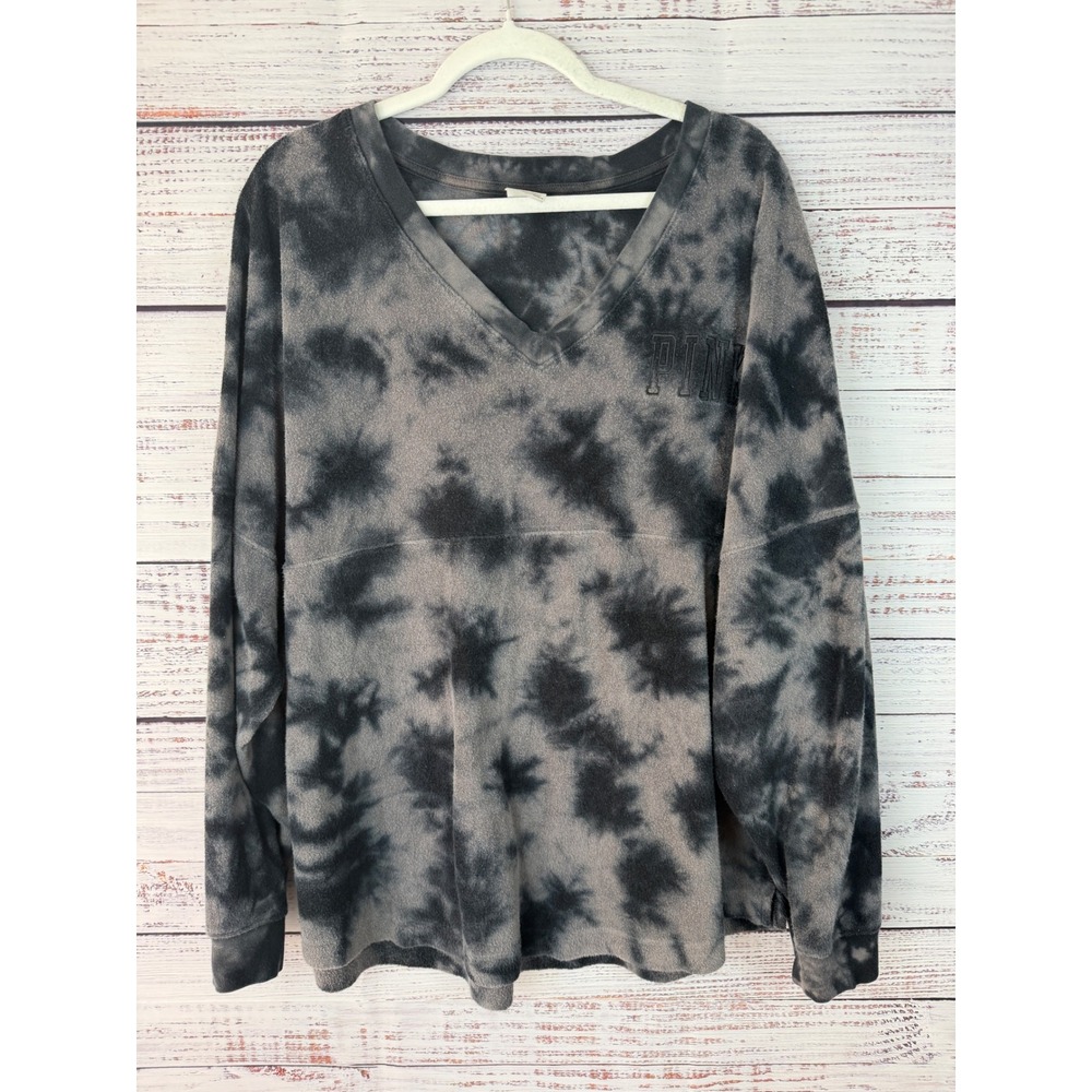 Victoria's Secret PINK Tie Dye Terry Thermal V Neck Long Sleeve XL